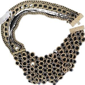 Bansri Statement Mixed Metal Bib Chain Necklace NEW